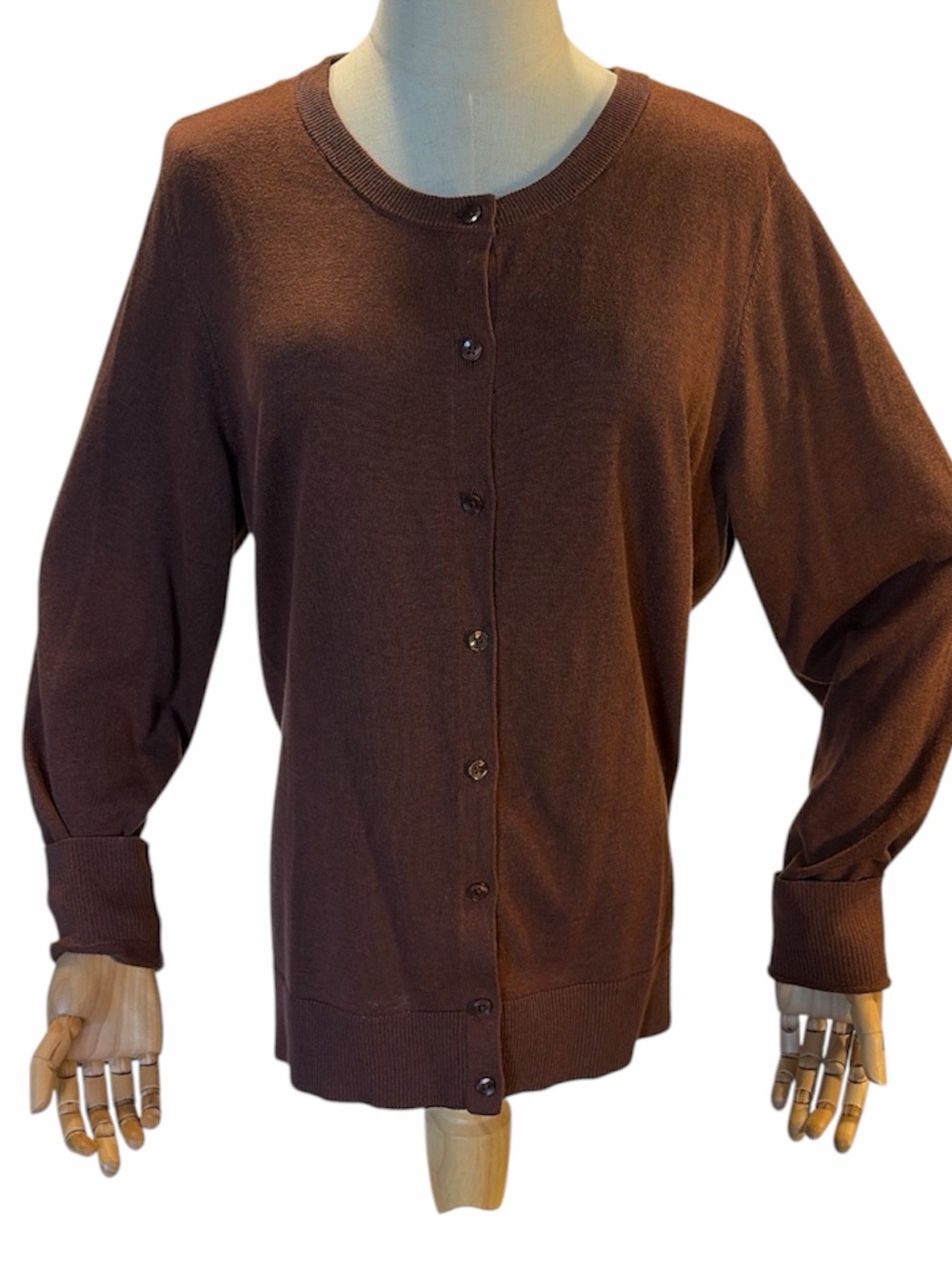 Amazon Essentials Classic Brown Button-Front Women's Cardigan Sweater. Size XL